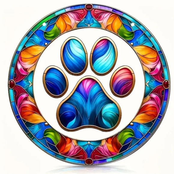 NEW! Pet Rainbow Bridge Memorial Paw Print Sun Catcher! - Picture 2 of 5